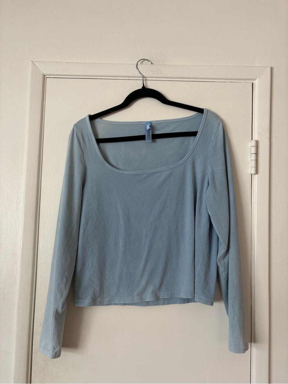 SKIMS Smooth Layers Pale Blue Long Sleeve Square Neck Top Size 2X